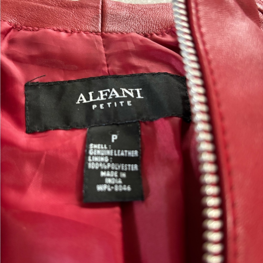Alfani Petite Women's Vibrant Red Leather Jacket